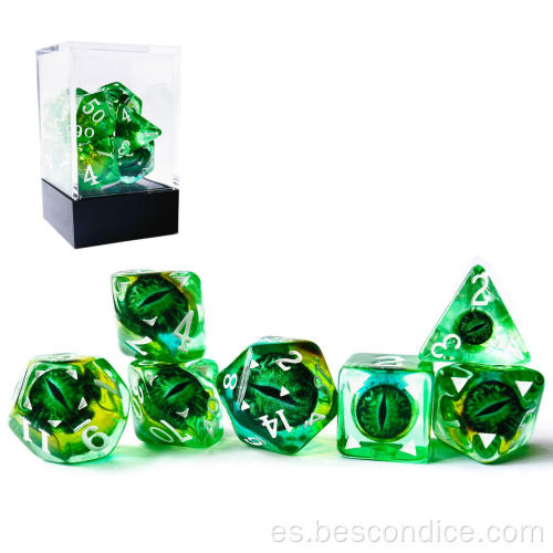 Bescon Dragon Eye RPG Dice Set de 7, juego de dados poliédricos de dragón ojo, 6 colores disponibles